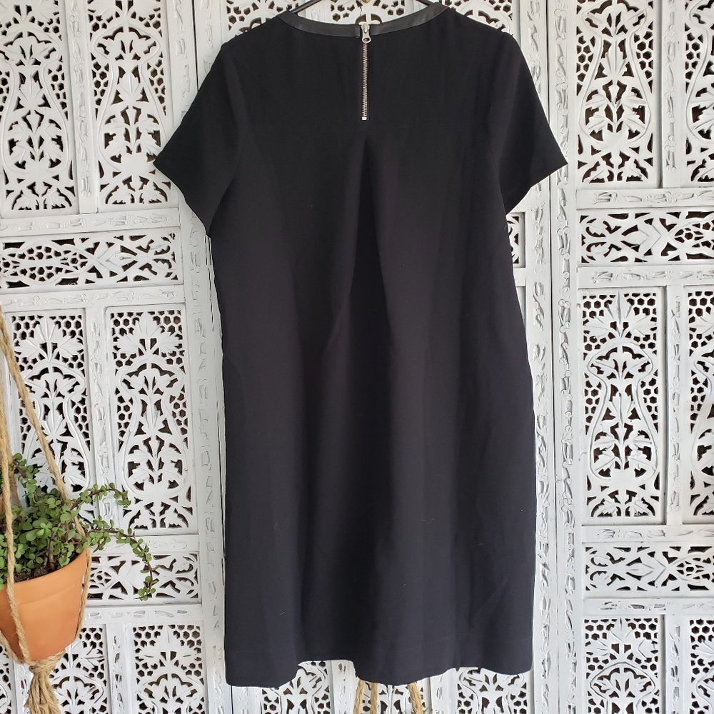 Madewell Leather Trim Collar Mini Dress in Black - Picture 2 of 6